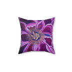 Floral Burst Faux Suede Pillow — Purple Blossom Decorative Throw Pillow