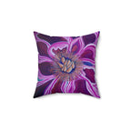 Floral Burst Faux Suede Pillow — Purple Blossom Decorative Throw Pillow